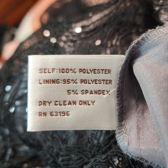 SUZI CHIN for Maggy Boutique Size 6 Black Sequins & Lace Overlay Shift Dress EUC - Picture 9 of 9